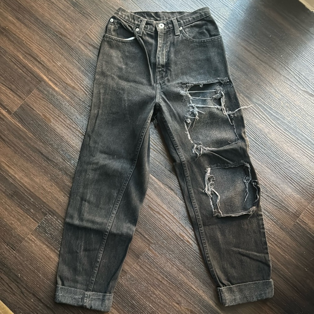 Vintage Distressed Black Jeans